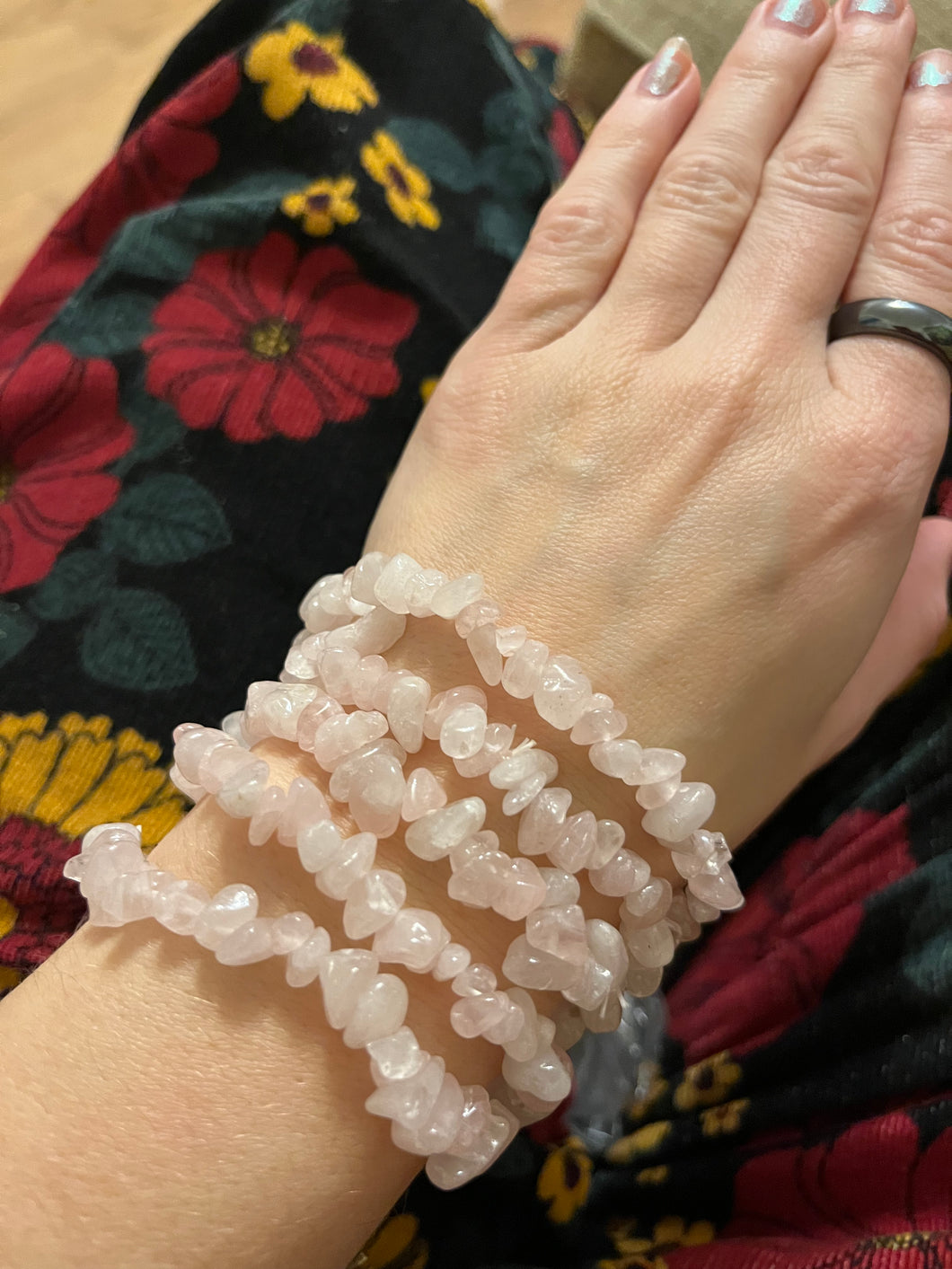 Rose quartz crystal chip bracelets