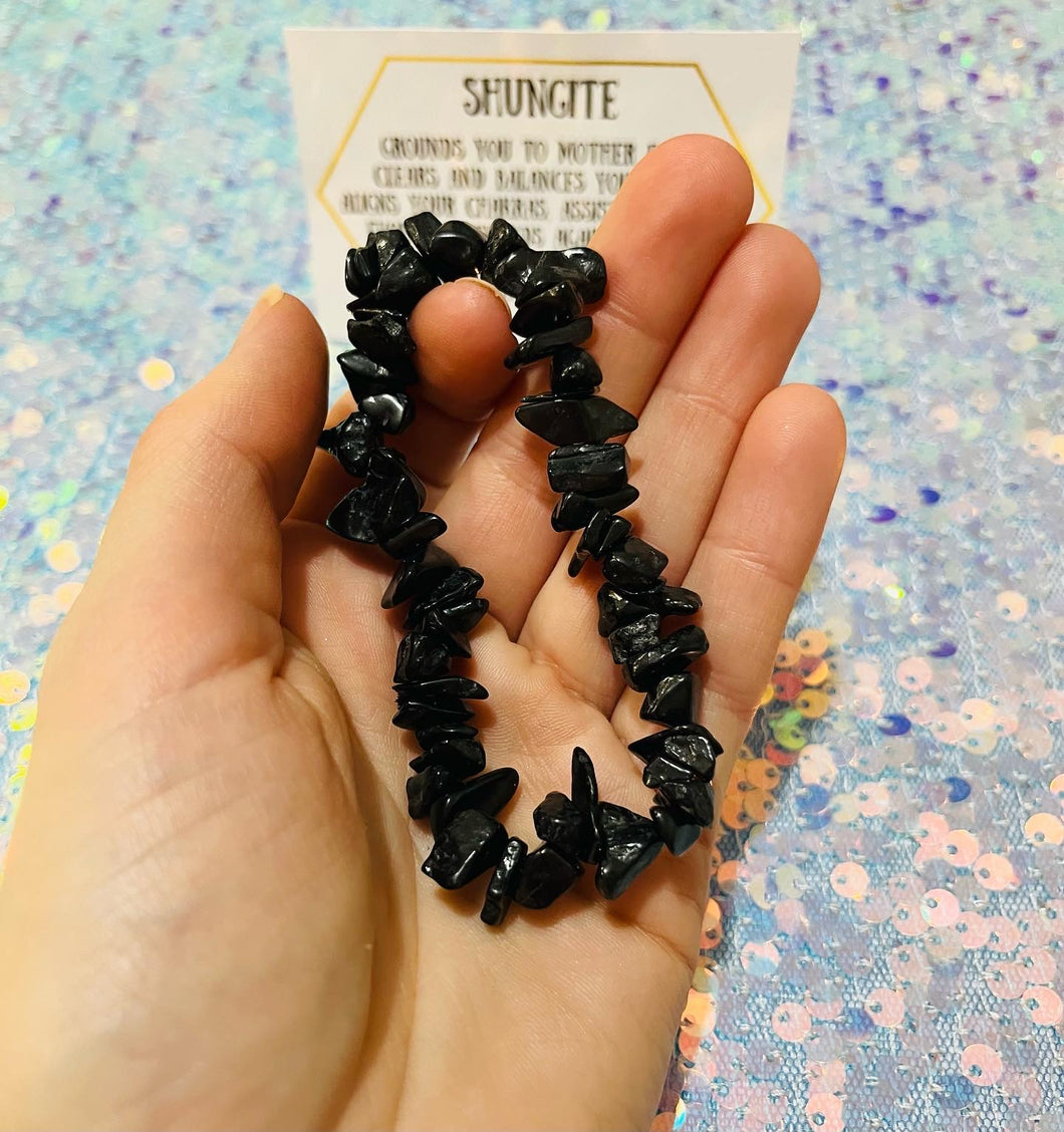 Shungite Chunky Chip Bracelet - Mystical Rainbow Treasures 