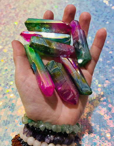 Titanium Aura Quartz Shards - Mystical Rainbow Treasures 